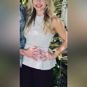 Tibi peplum tweed top